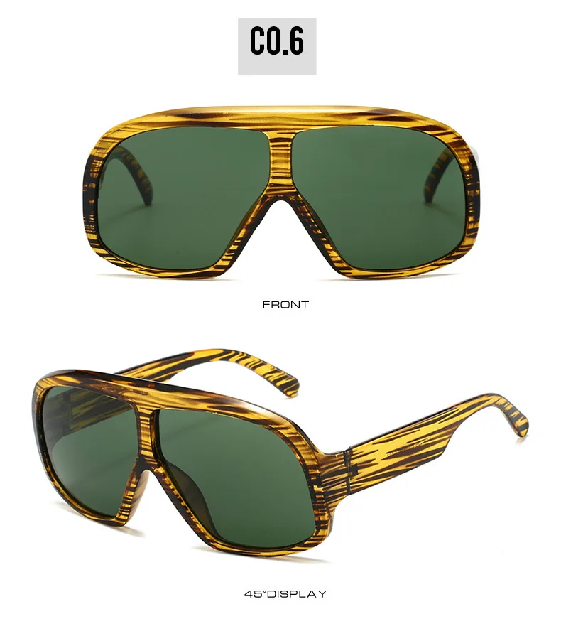 Retro Großen Rahmen Frauen Quadrat Sonnenbrille Marke Schwarz Runde Gradienten Coole Männer Sonnenbrille Ein Stück Designer Pilot Sonnenbrille – Detail 21