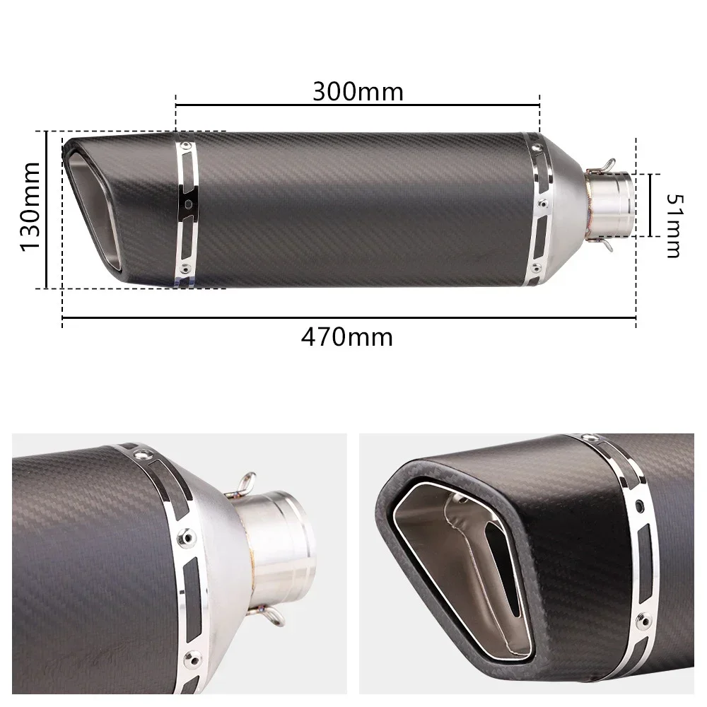 51mm Roman Motorcycle Sc Exhaust Muffler Escape For CBR300 500 CB650R RC390 Z800 Z900 NINJIA250 400 MT09 ZX6R R3 R15 Accessories