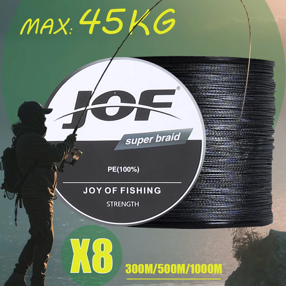 JOF 8 Strands Braided Fishing Line X8 Super Strong PE Line Fishing Wire 300/500/1000M Multifilament Braided Line Pesca