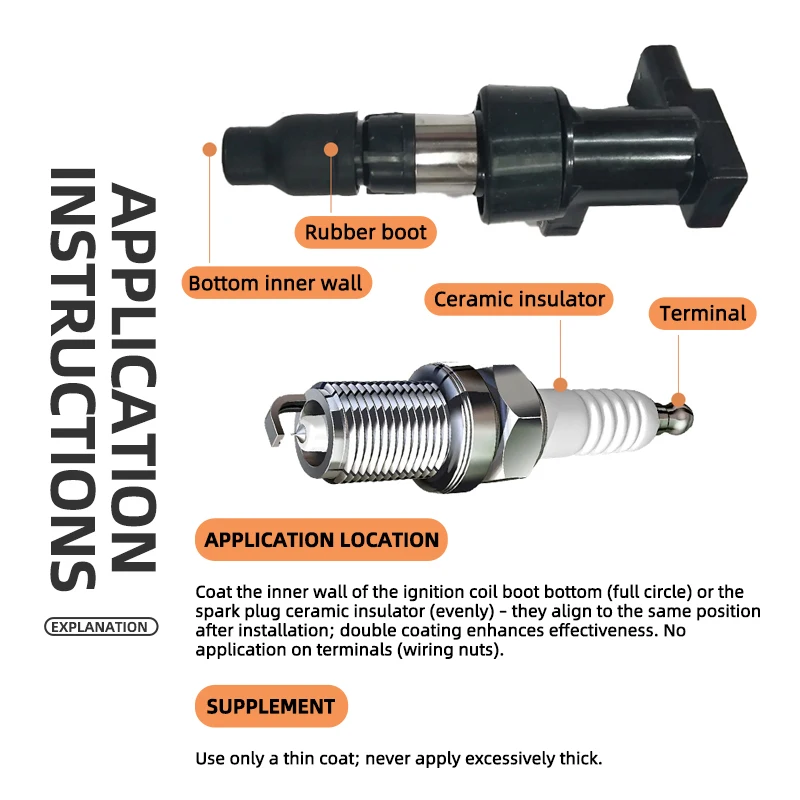 سيارة شرارة المكونات العازلة الشحوم الجهد العالي العازلة ملف الإشعال سيليكون الشحوم درجة الحرارة المقاومة للتآكل