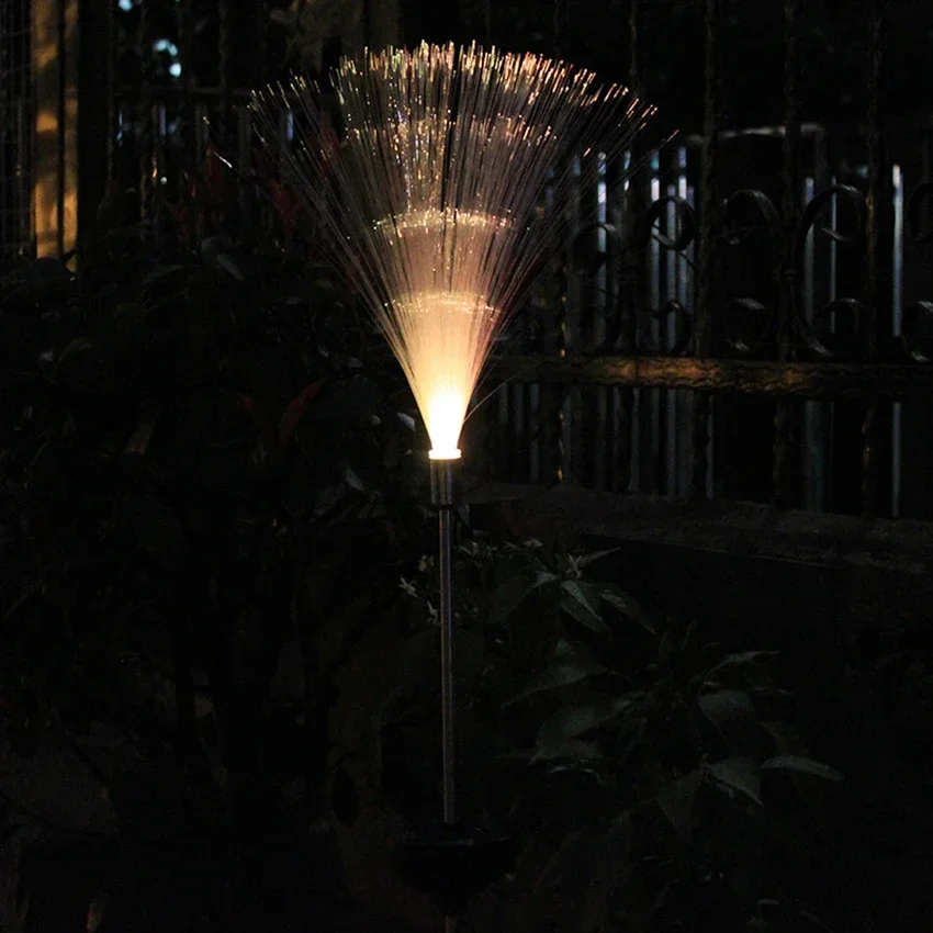 Luci solari da giardino, 7 luci a palo solare in fibra ottica che cambiano colore Decorative per esterni, luce da giardino impermeabile