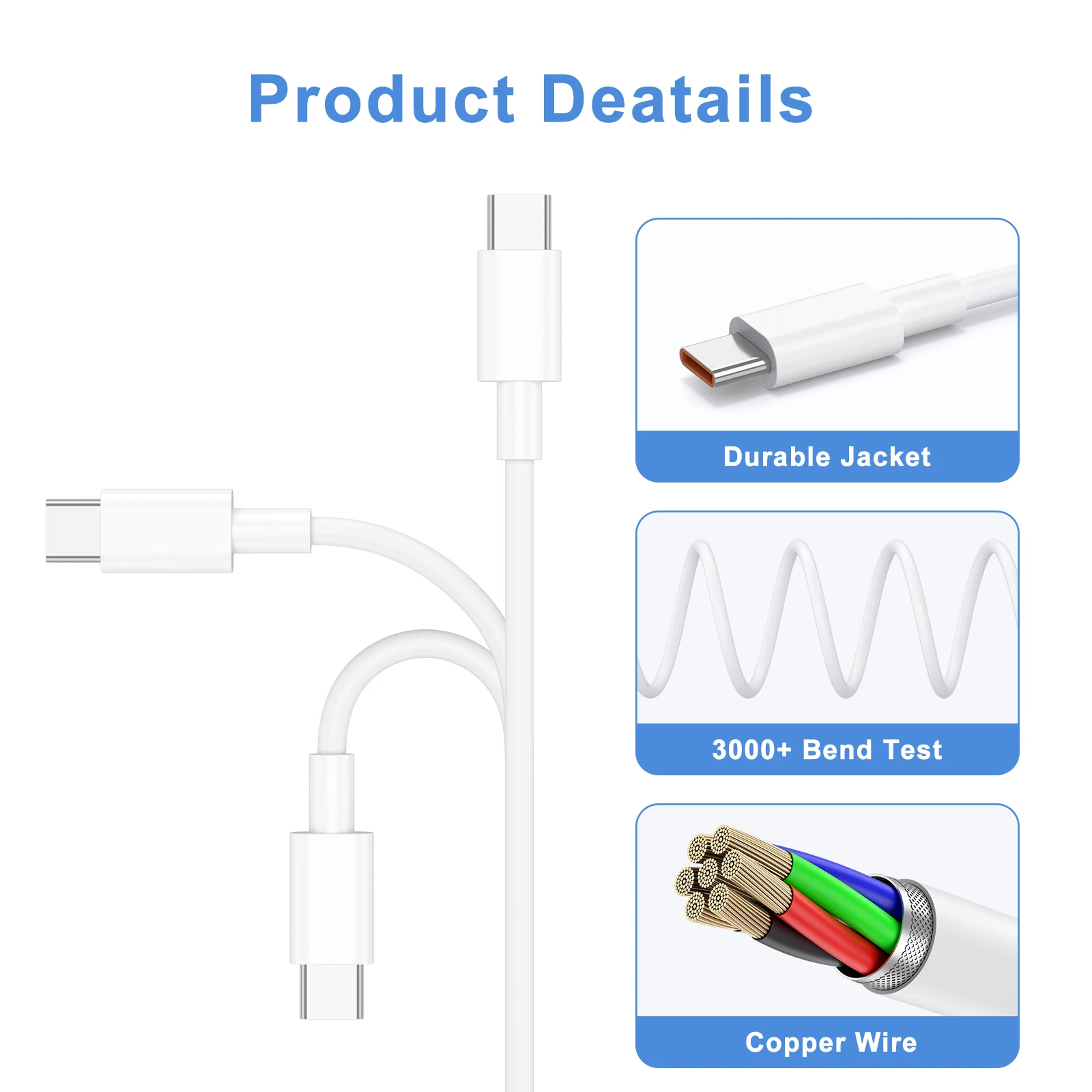 USB to Type C Fast Charging Cable For Samsung Galaxy S25/S24/S23/A50/A50S Google Pixel 10/10Pro Xiaomi K30/K30S Huawei P30 Cable