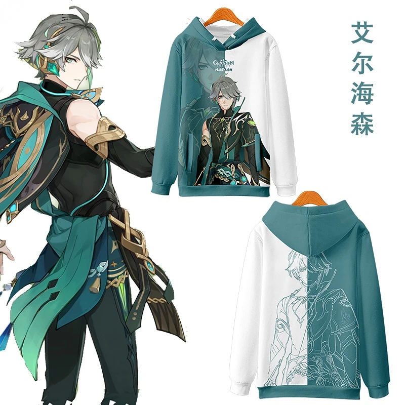 

New Anime Genshin Impact Alhaitham Cosplay Hoodie Women Men Harajuku Sweatshirt Hip Hop Boy girls Hooded Jacket Outerwear