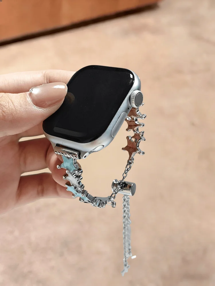 

This minimalist star Fashionable watch strap compatible with iWatch bands in sizes 38mm, 40mm, 41mm, 42mm, 44mm, 45mm, and 49mm