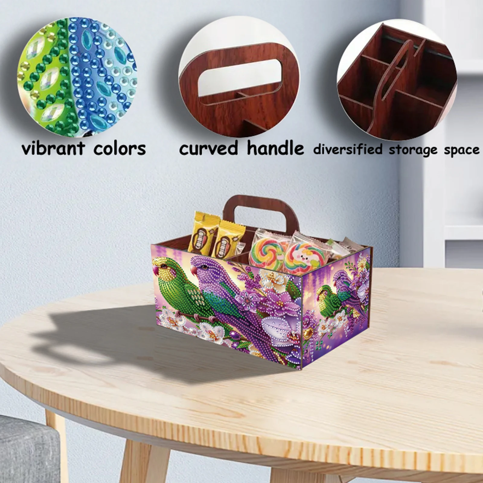 

Завершенный деревянный ящик для хранения ручной работы с бриллиантами для декора рабочего стола (Birdie B)