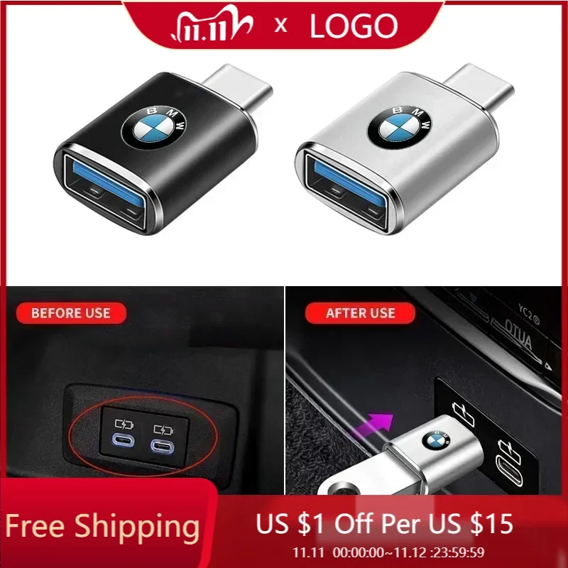 Car Type-C To USB 3.0 Interface Mini Converter Charging Adapter For bmw e46 e39 e90 e60 e30 f10 f11 f20 f30 g20 g30 x1 x3 x5 z4