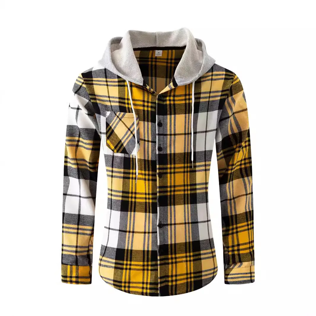 Flannel Plaid Hooded Casual Men's Shirt