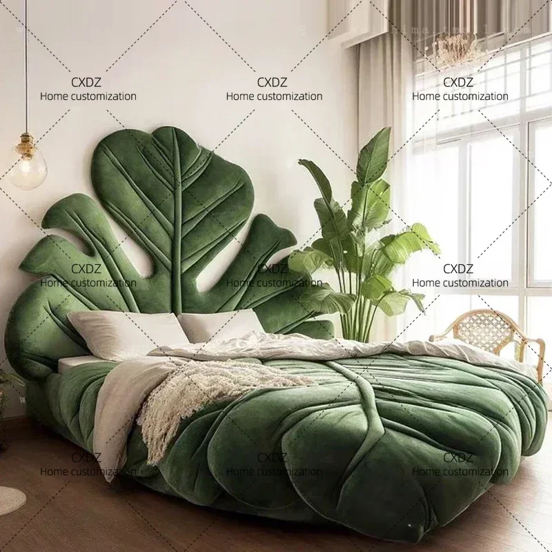 XXHouse Modern Bedroom Bed Velvet Luxury Headboard Big Modern Double Beds King Adults Princesse  Furniture Home