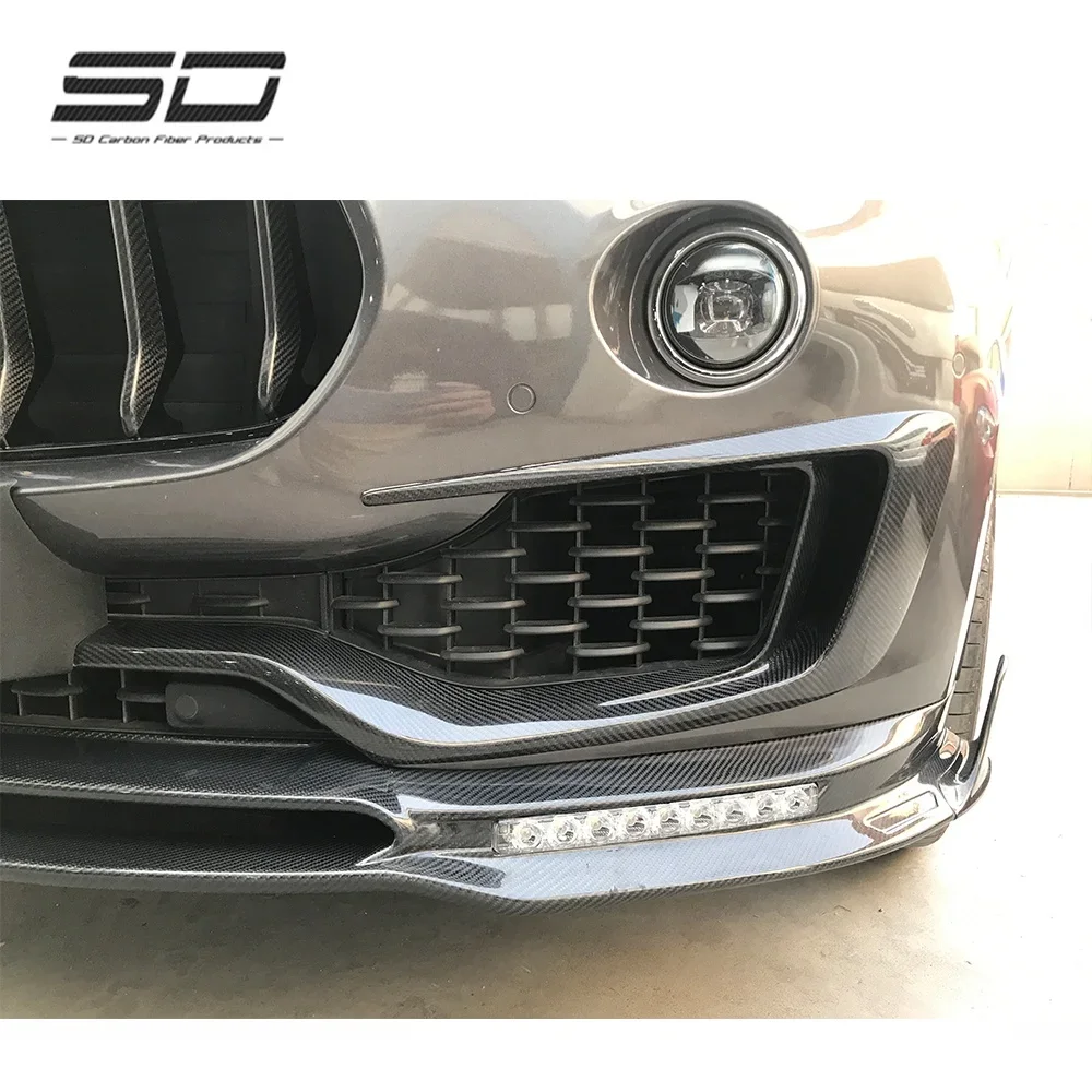 High Quality Car Accessories M Style Carbon Fiber Body Kit Front Car Bumper Lip Spoiler For Maserati Levante