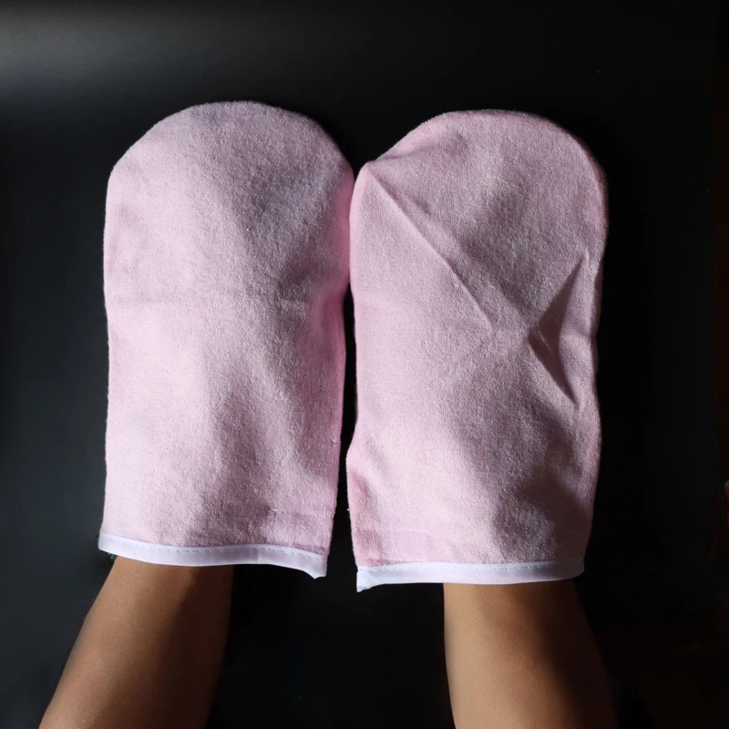 Mitaines et chaussons en coton doublés de cire de paraffine, couvre-jambes thermiques isolants réutilisables pour la thérapie des pieds en salon de beauté