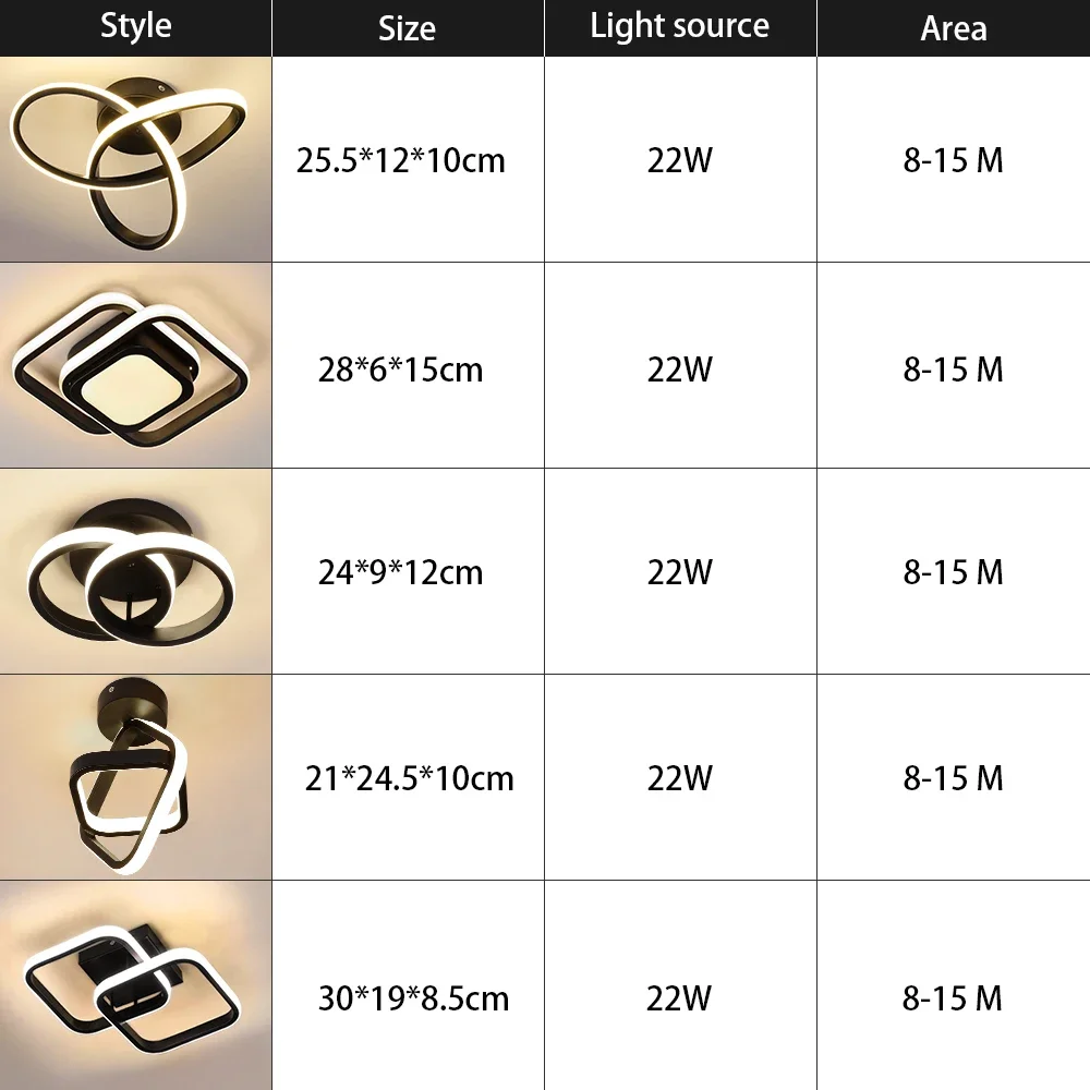 مصباح سقف LED مع تركيب السطح ، مصباح للممر والممر ، غرفة النوم وغرفة المعيشة ، مصابيح غرفة الطعام ، 3 ألوان