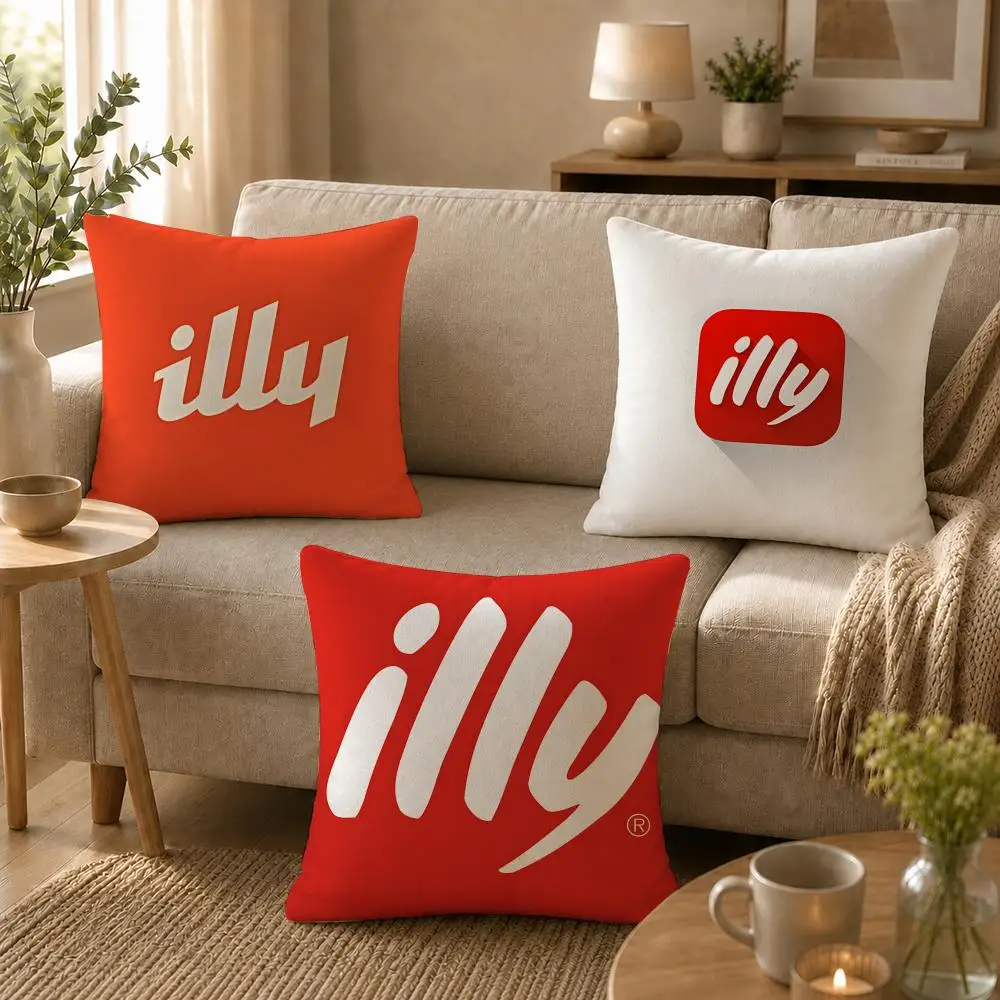 Coffee I-Illy Cushion Cover Soft Short Plush Skin-Friendly Cushion Case for Multi-Scene Use