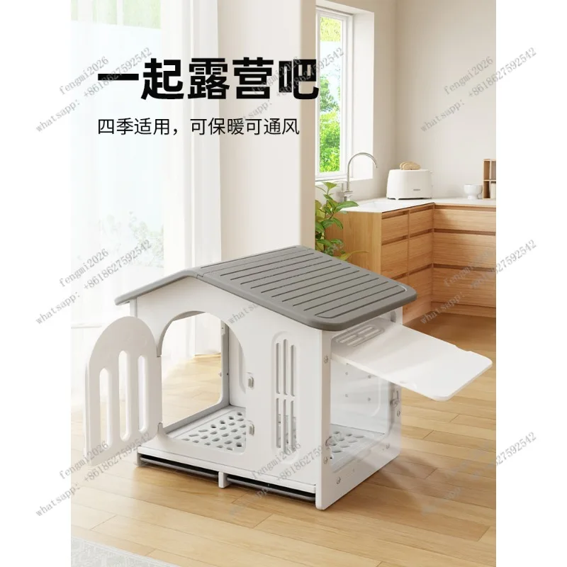 All-Weather Outdoor Dog House Warm Washable Kennel Cat Bed Pet Villa for All Seasons