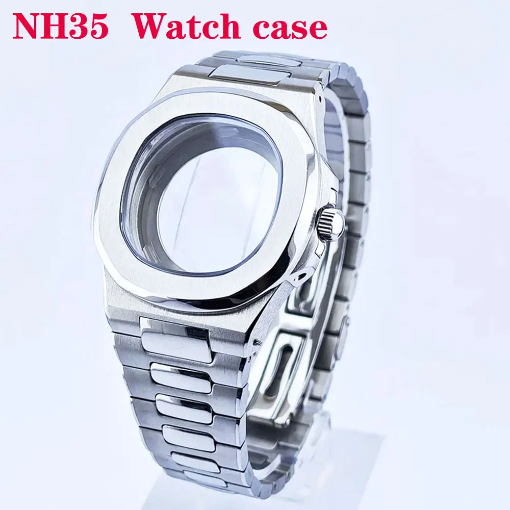 

Корпус для часов на заказ 40 мм, механизм NH35, водонепроницаемый корпус из нержавеющей стали, сапфировое стекло, ремешок из нержавеющей стали, аксессуары для часов