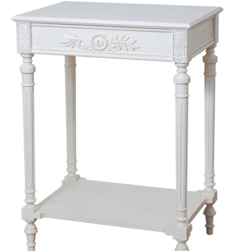 

GZ036 French countryside white carved bedside table, side table, living room sofa, side table, leisure table