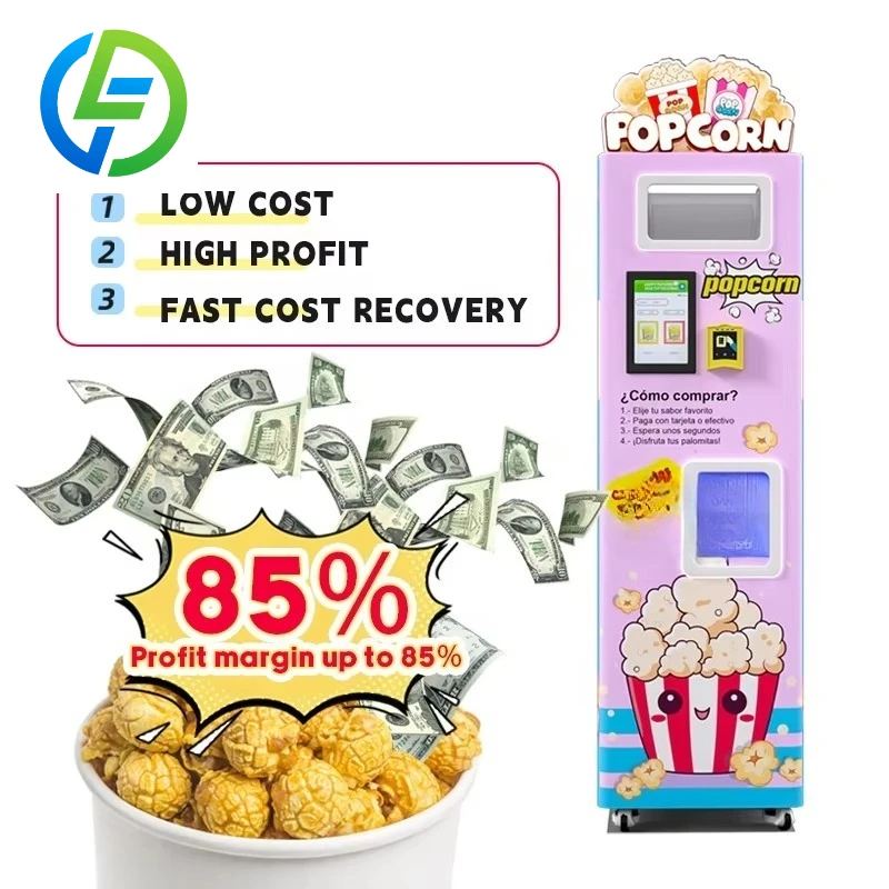 Customized Automatic Hot Flavored Popcorn Maker Coin-Operated Popcorn Vending Machine with QR Code Payment for Shopping Malls