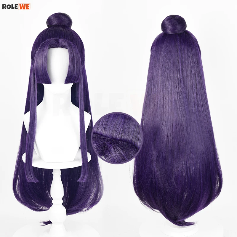 

Anime Jinshi Cosplay Wig The Apothecary Diaries Long Purple With Bun Heat Resistant Synthetic Hair Halloween Wigs + Wig Cap