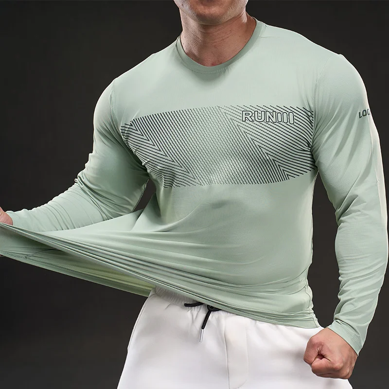

Весенне-летняя модная простая быстросохнущая футболка с длинными рукавами для бега на открытом воздухе, фитнеса, облегающая, дышащая спортивная одежда