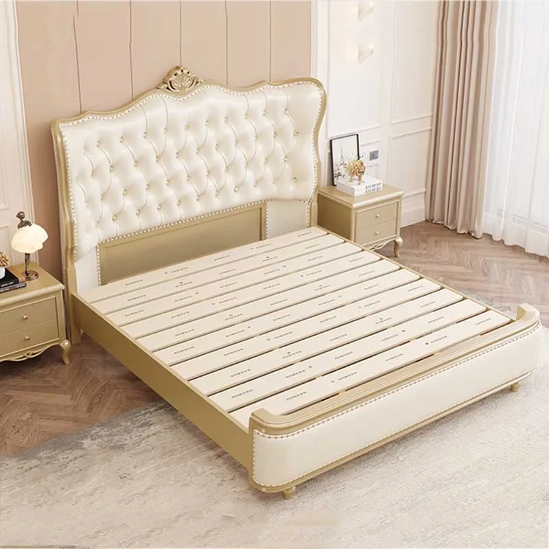 Full Size Double Bed Nordic White Luxury Sleeping Modern King Double Bed Queen Floor Design Cama Box Casal Bedroom Furniture