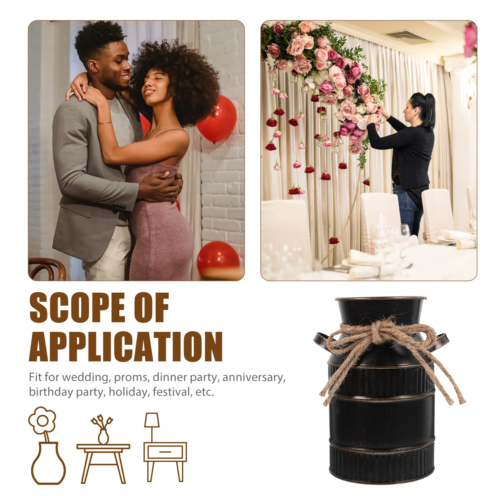 

Retro Vintage Iron Flower Vase Large Household Decorative Home Wedding Party Centerpiece Metal Plant Pot for Fresh Dried