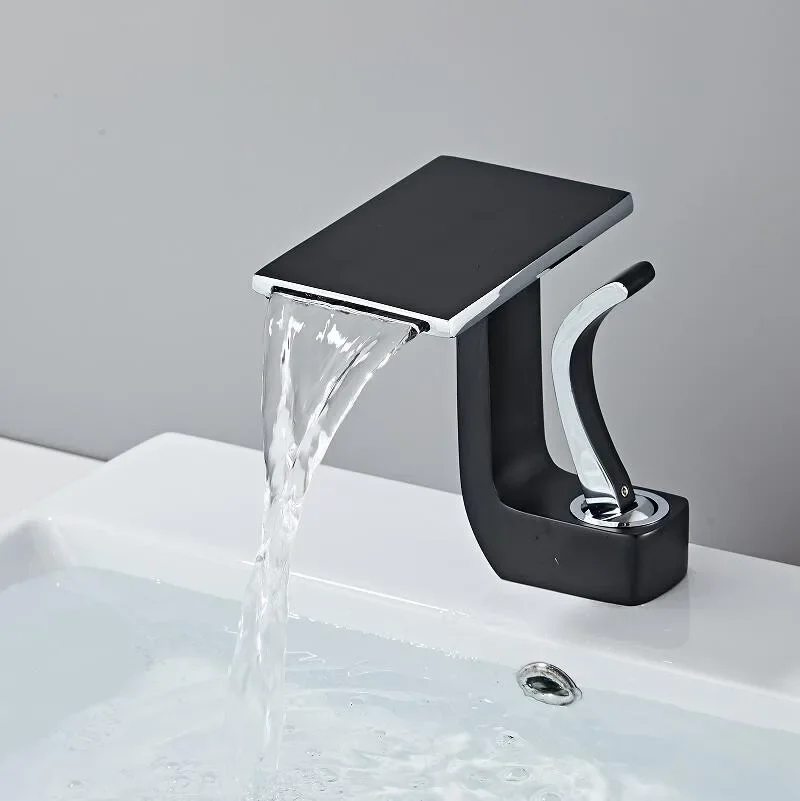 

Bathroom Faucets Hot Cold Black and chrome Basin Faucet Sink Faucet Water Mixer Crane Deck Mounted Bathroom