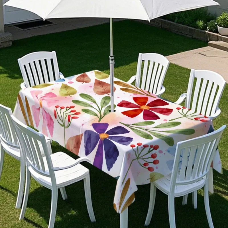 Outdoor Umbrella Table Cover Rectangular Tablecloth Terrace Courtyard Outdoor Rainproof Waterproof Elastic Band Table Cover