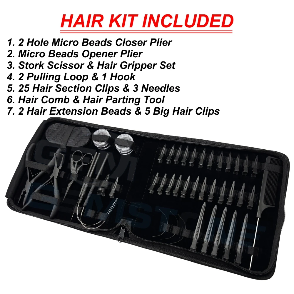 Professional Durable Reusable Stainless Steel Hair Extension Tool Kit Set Micro Beads Pliers Loop Needle Section Clips