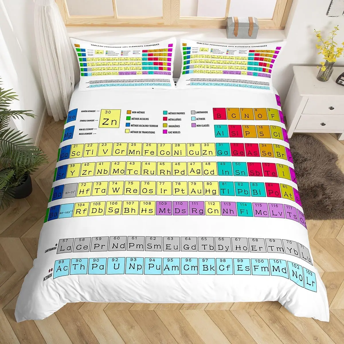 Periodic Table of Elements Duvet Cover Educational Bedding Set for Boys Girls Study Room Dorm Chemistry Theme Comforter Cover