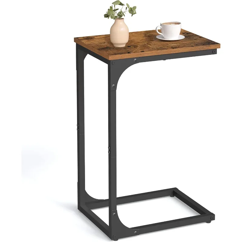 

C-Shaped End Table, Small Side Table for Couch, Sofa Table with Metal Frame for Living Room, Bedroom, Bedside