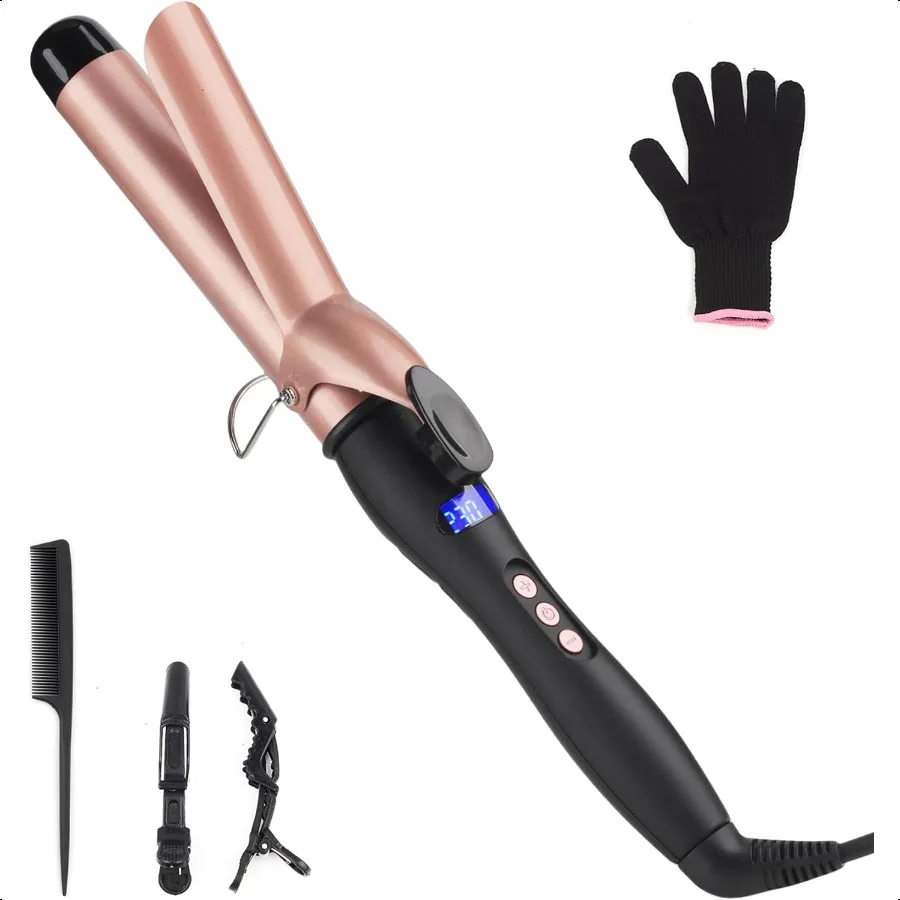 

Hair Curling Wand 32mm Curling Iron Profional Ceramic Hair Curler Wand Big Curls Adjustable Digital Temperature Dual Voltage Au