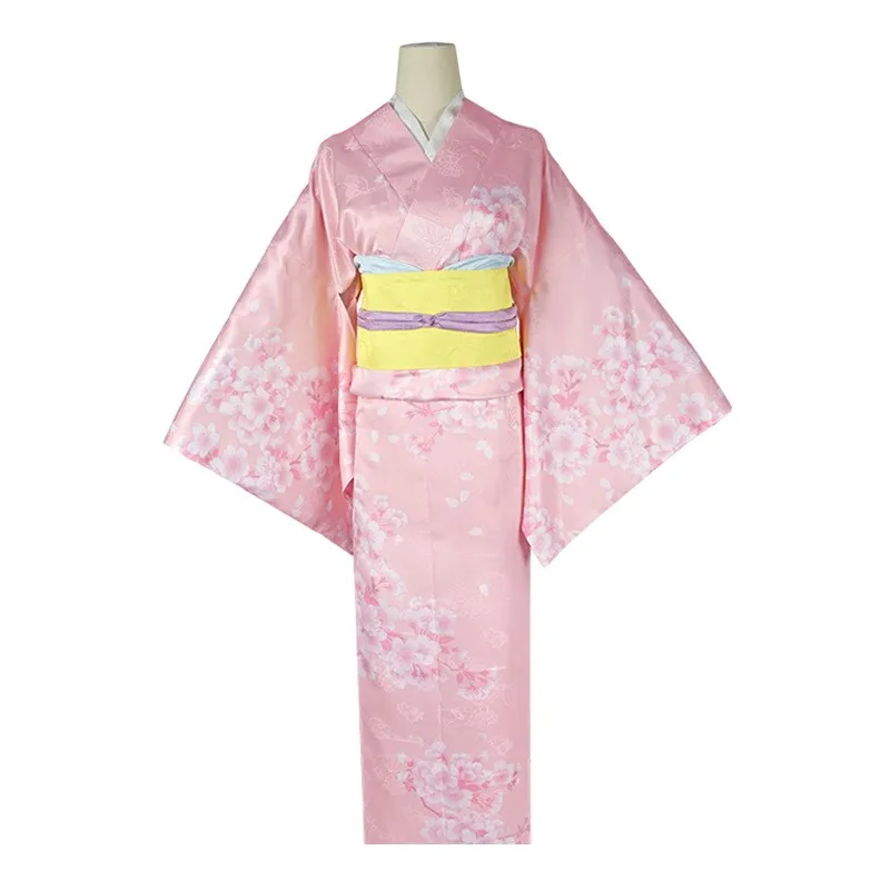 Anime My Happy Marriage Miyo Saimori Cosplay Costume Kimono Pink Blue Dress Outfit Wig Japanese Clothing Halloween Party Women