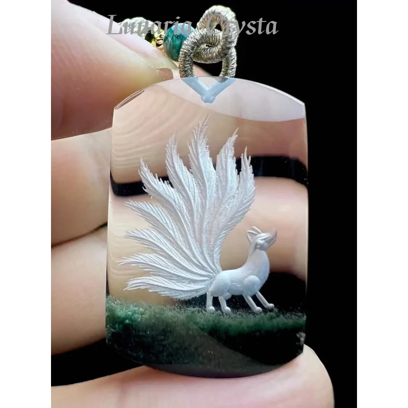 

Кулон из натурального хрусталя, аметист, зеленый фантом, ожерелье с девятихвостой лисой, украшение на шею, исцеление и защитное ожерелье с доставкой в комплекте, Blesses Love