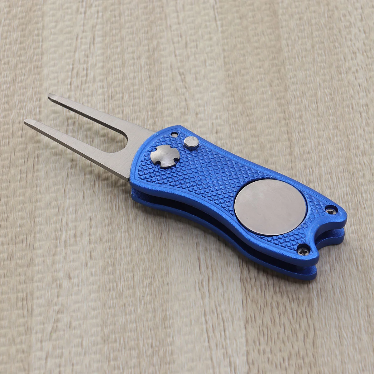 

Stainless Steel Foldable Divot Repair Tool Ball Marker Pitch Fork Putting Green Repair Kit Golfer Training Accessory (Blue)