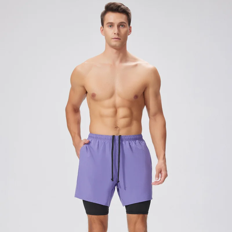 

Мужские спортивные шорты, антибликовые, с имитацией двухслойной эластичной подкладки, дышащие, для бега на открытом воздухе, тренировок, фитнеса