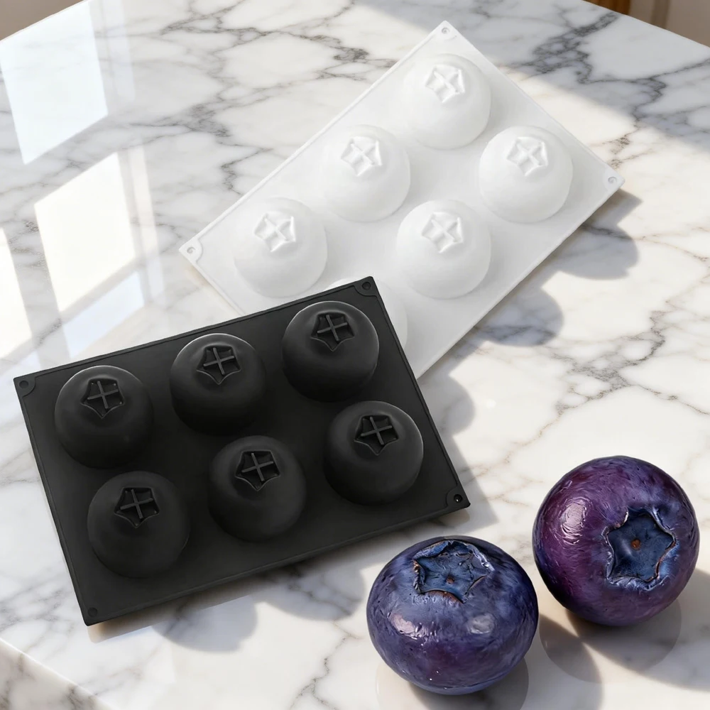 6-Cell Blueberry or Raspberry Design Food Grade French Fruit Mousse Mould Silicone Cake Mold Chocolate Mold Dessert Baking Tools