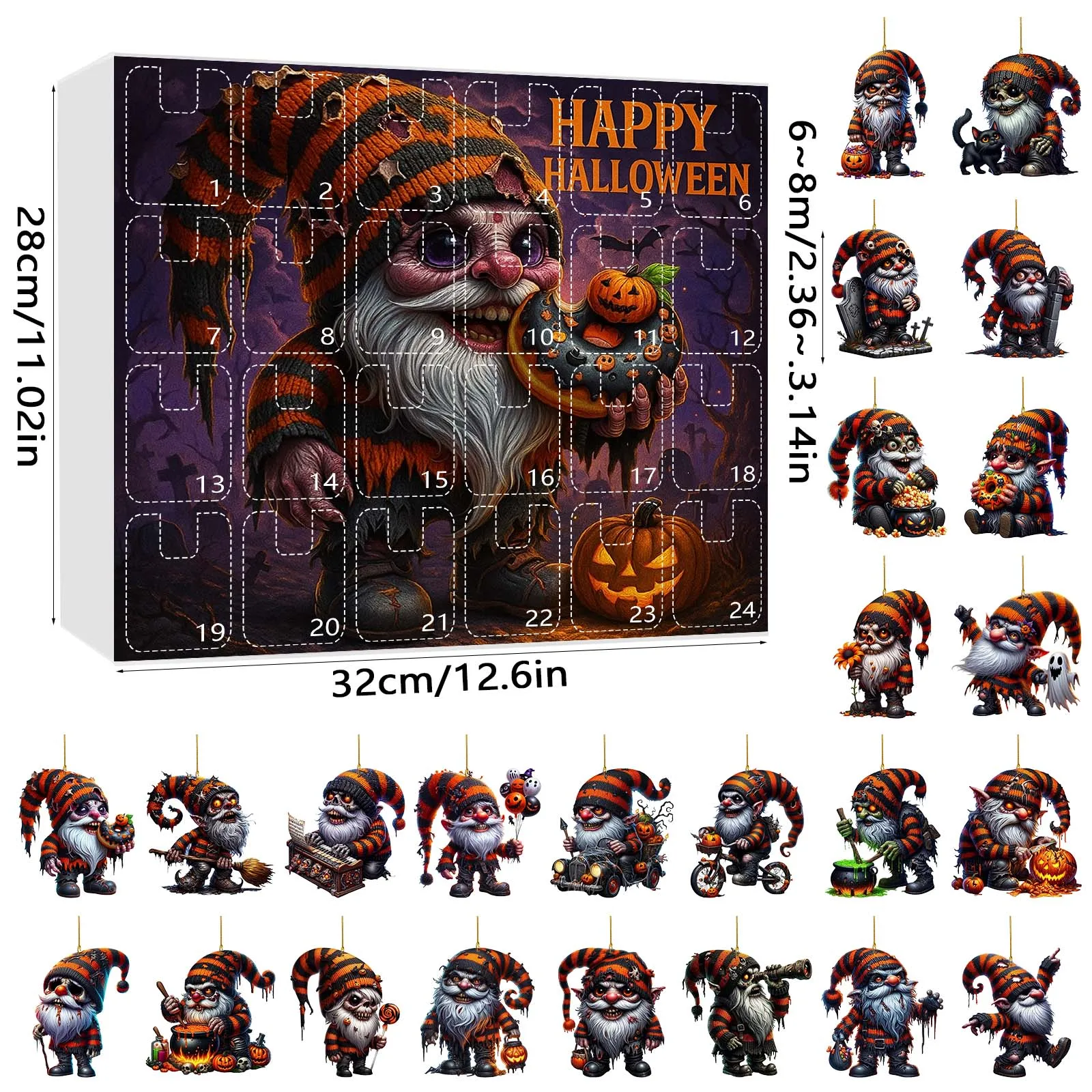 Horario visual para niños con calendario de llegada enano de Halloween Cuenta regresiva de Halloween de 24 días Un juguete 2D Regalo del reloj temporizador del juego