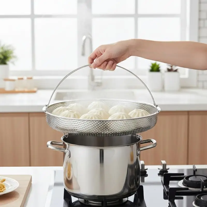 〔20E〕|Cesta para vaporizador de aço inoxidável de vários tamanhos 22,5 cm 25,5 cm para panelas de pressão Alimentos saudáveis ​​Cozinha essenciais para cozinha 〔25〕