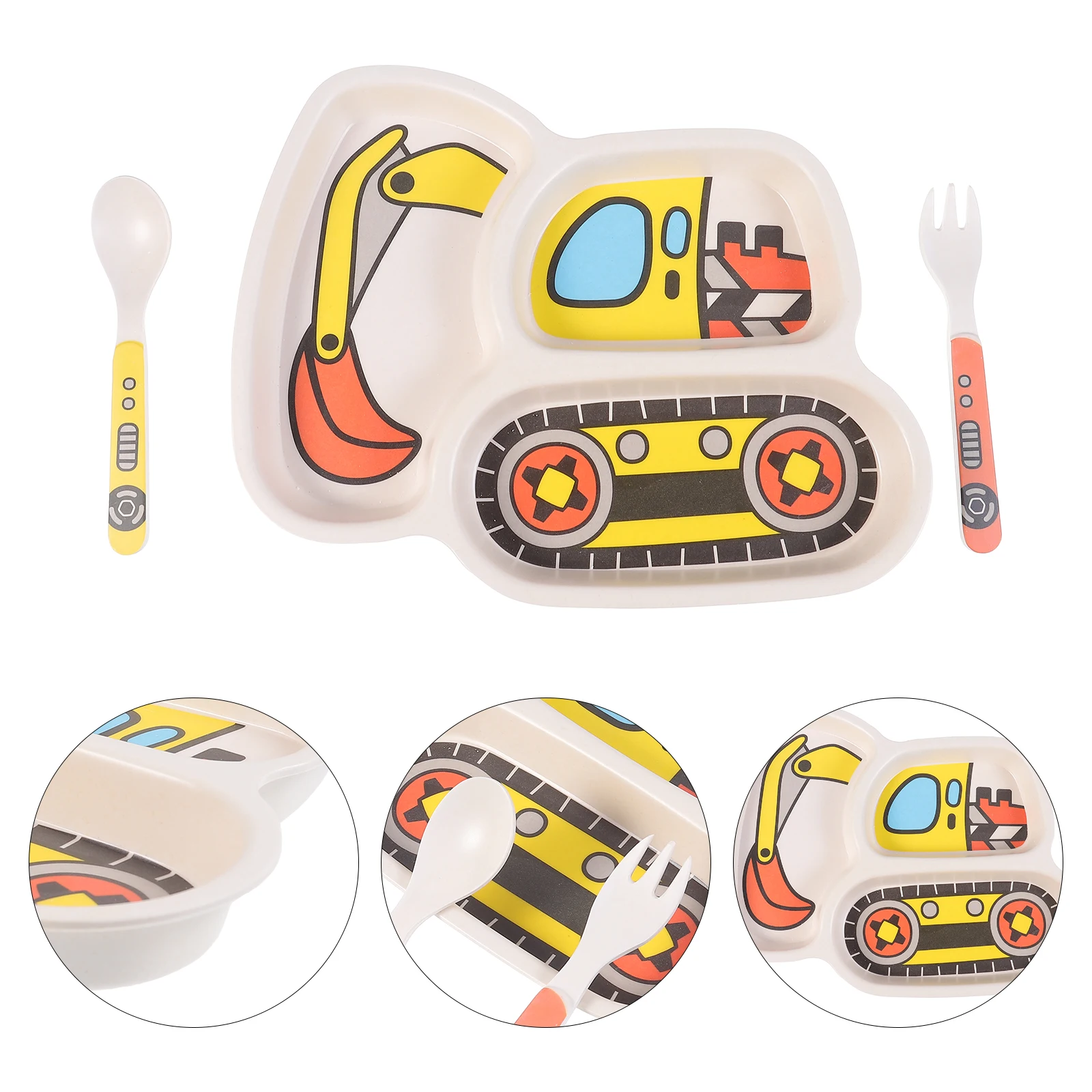 

Children's Plate Set Baby Tableware Cartoon Dinner Plates Kids Meal Kit Toddler Feeding Bowls Resin Bamboo Fiber Safe Dining