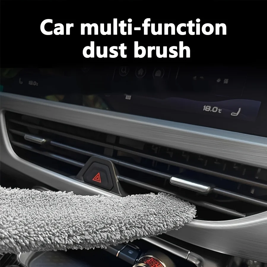 Microfiber Crevice Gap Cleaning Brush with Handle, Long Narrow Dust Brush for Car Vent Window Track Keyboard Corner, 2 Colors
