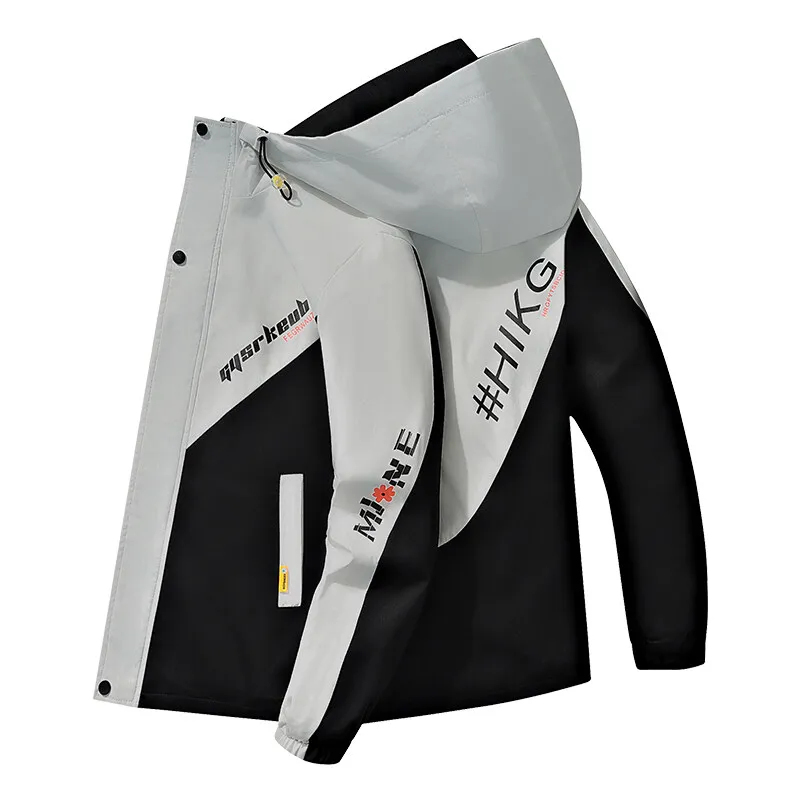 2024 Spring and Autumn jackets Fashion Trend Hooded Coat Men's Casual letter pattern Comfortable Waterproof Jacket M-4XL