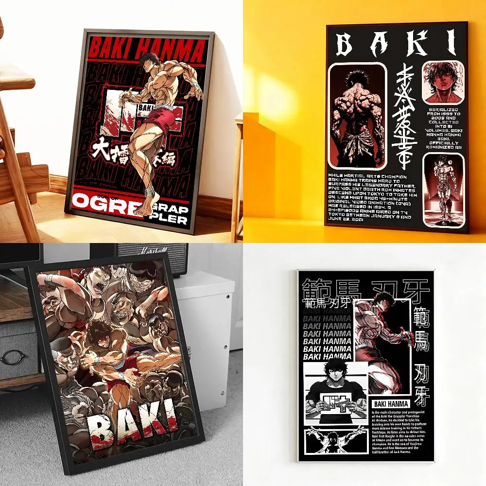 

Muscle Men Anime B-Baki The Grappler Poster Prints Wall Art Painting Picture Gift Living Room Bar Restaurant Dec Sticker Large