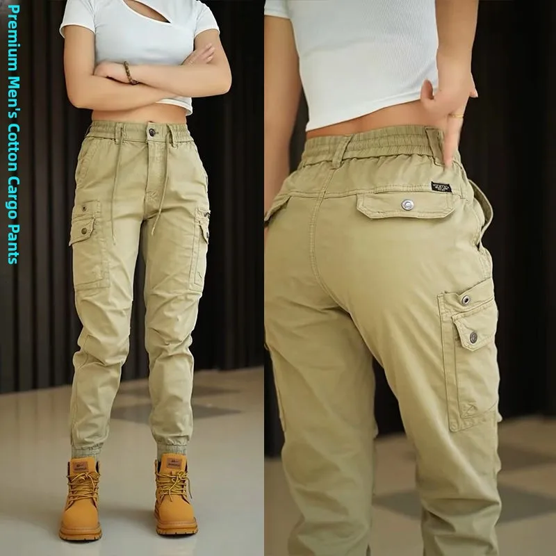 

Мужские повседневные брюки в американском стиле, свободного кроя, модные летние рабочие брюки, молодежные хлопковые брюки-карго