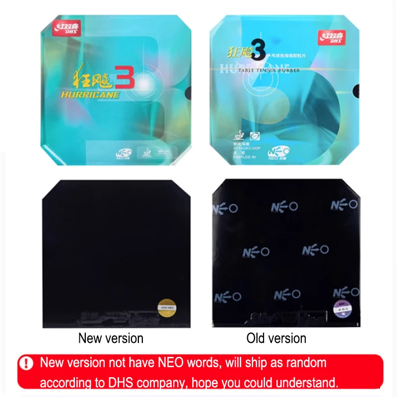 DHS NEO Hurricane 3 Pimples in Table Tennis Rubber with Sponge Original New Fast Attack with Loop