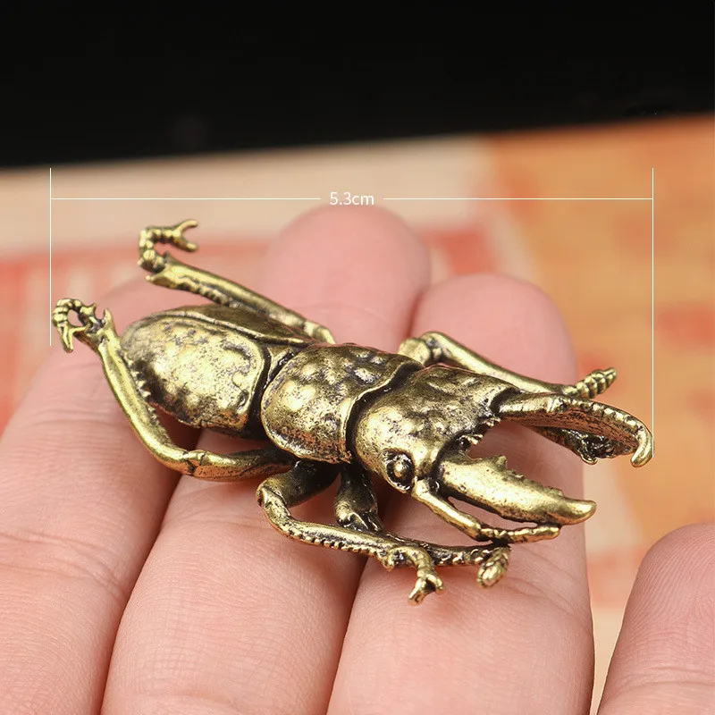 Solid Brass Beetle Ornaments Creative Unicorn Fairy Simulation Copper Insect Tea Pets Hand-played House Table Ornaments Gift