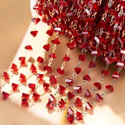 0.5M 1M 6mm Irregular Heart Triangle Crystal Black Red Chain Grave Stone Bead Copper Chains Necklace Bracelet DIY Jewelry Making