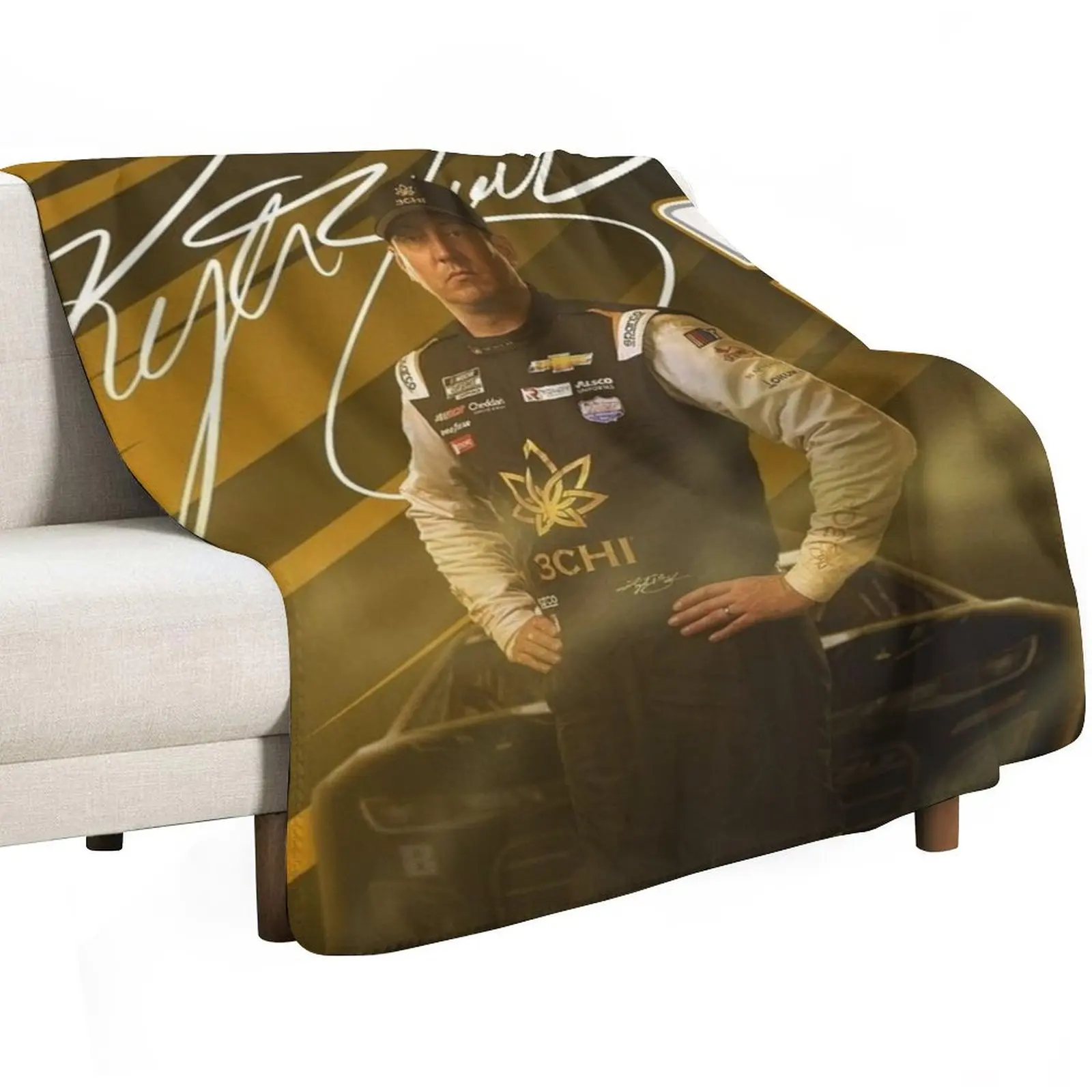 kyle busch Throw Blanket For Decorative Sofa Flannel Fabric Multi-Purpose for sofa warm for winter Decorative Beds Blankets