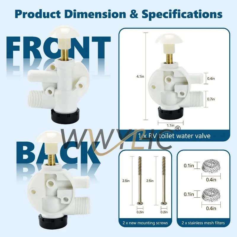 385314349 Suitable for RV Water Valve Kit Upgrade Toilet Water Valve Repair Kit