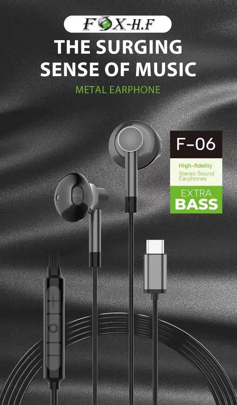 F-06 Universal TPY-C Jack Headset Cable for All Mobile Phones High-Quality Audio Earphone Line