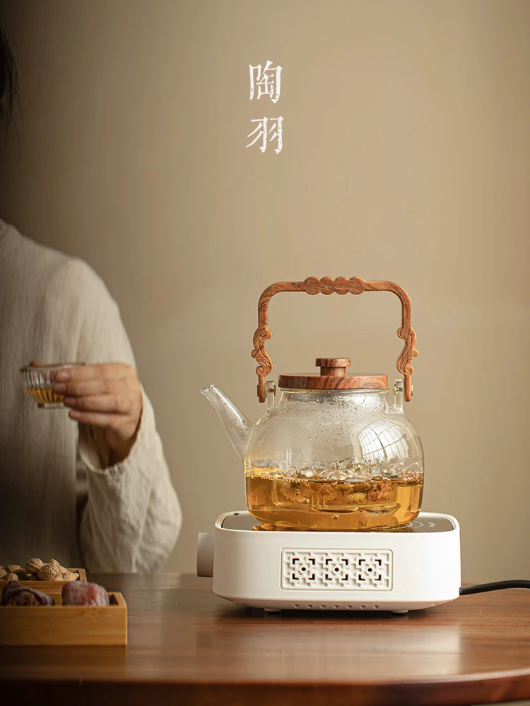 

Glass BamBoo Handle, Lifting Beam HigH Borosilicate Glass, Heat-resistant TeapoT, ElEctric CeramiC Stove, Tea