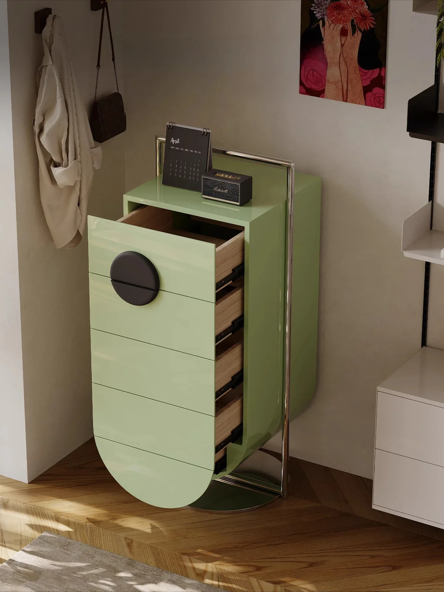 chest of drawers high-light paint light luxury Bauhaus Italian living room bedroom storage cabinet bedside table